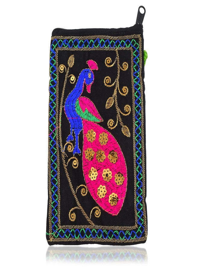 Superstore18 Cotton Blend Handmade Peacock motif Embroidered Mobile Crossbody Bag, Traditional Wedding Design, for Women (SST5153HBSC) - Image 3